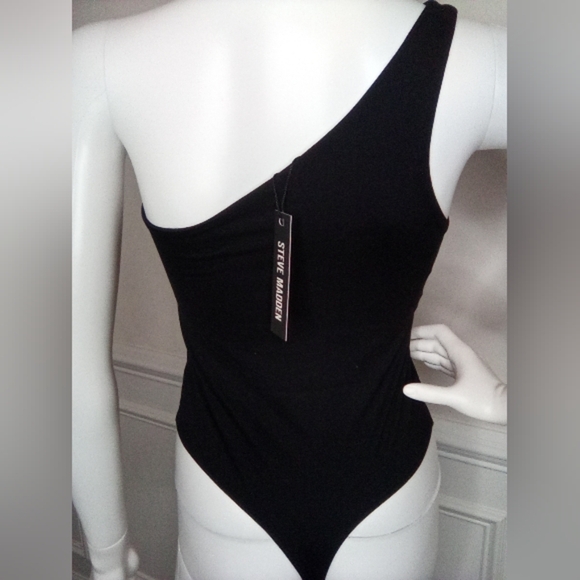 Black One-Shoulder Bodysuit-Steve Madden,Sz.Small - Picture 4 of 6